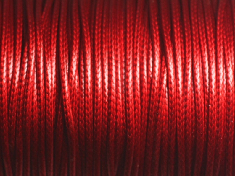 5 mètres Cordon coton ciré enduit 1.5mm Rouge vif brillant 8741140014893 image 1