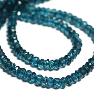Draad 33cm ongeveer 145st - London Topaz Stone Beads Facet Rondelles 3-4mm blauw groene pauw eend