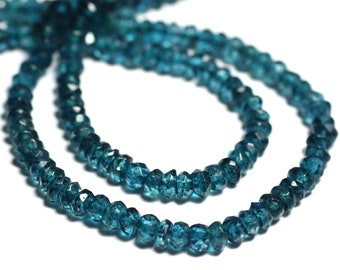 10pc - Topaz Stone London Faceted Rondelles 3-4mm Blue Peacock Duck Green Beads - 7427039740586