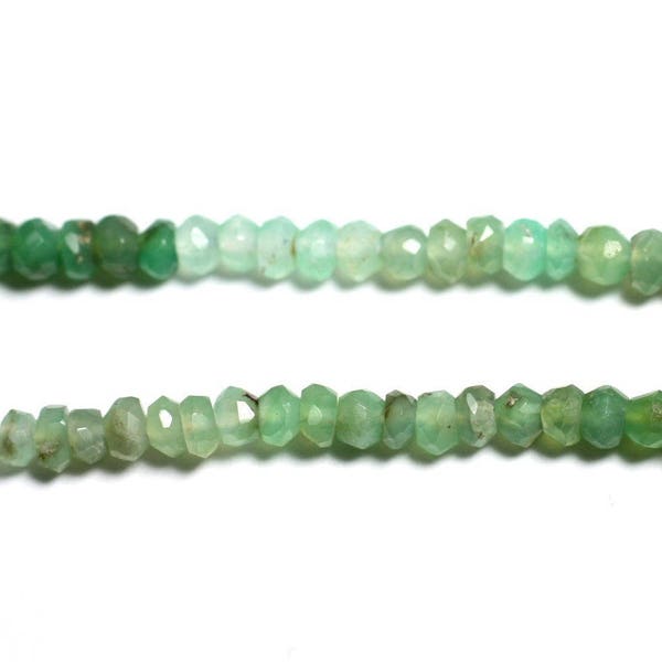 Thread 33cm 140pc approx - Stone Beads - Chrysoprase Faceted Rondelles 2-4mm White mint green turquoise