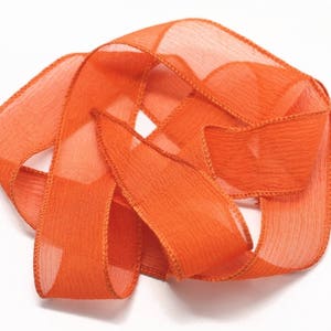1pc - Hand-dyed Silk Ribbon Necklace 85 x 2.5cm Orange (ref SOIE124) 4558550003188