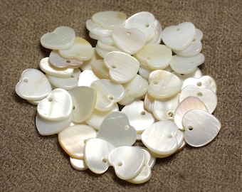 10pc - Pearls Charms Pendants Mother-of-Pearl Hearts 12mm White - 4558550013439