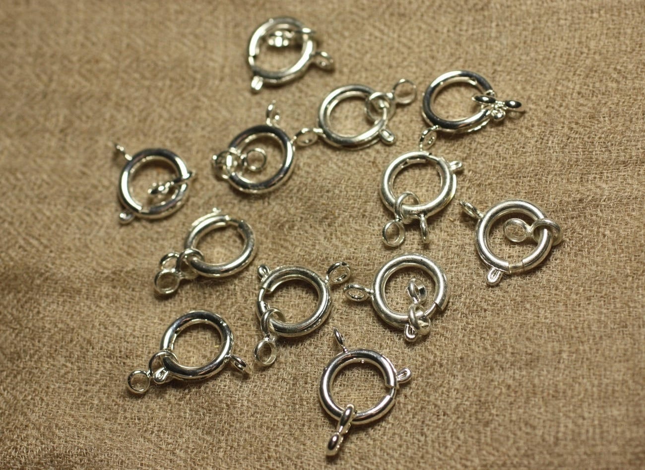 4 Fermoirs Bouée Métal Argenté Ronds 14mm - Neufs, Pour Création Bijoux