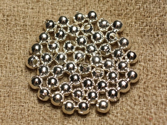 Buy 50pc Silver Metal Beads Quality Balls 4mm 4558550013323 Online