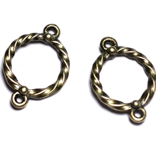 10pc - Apprêts Connecteurs Métal Bronze qualité Cercles Anneaux Torsades 22mm - 8741140003675