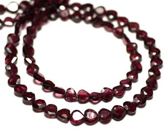 Wire 39cm 85pc approx - Stone Beads - Garnet Faceted Drops 4-5mm