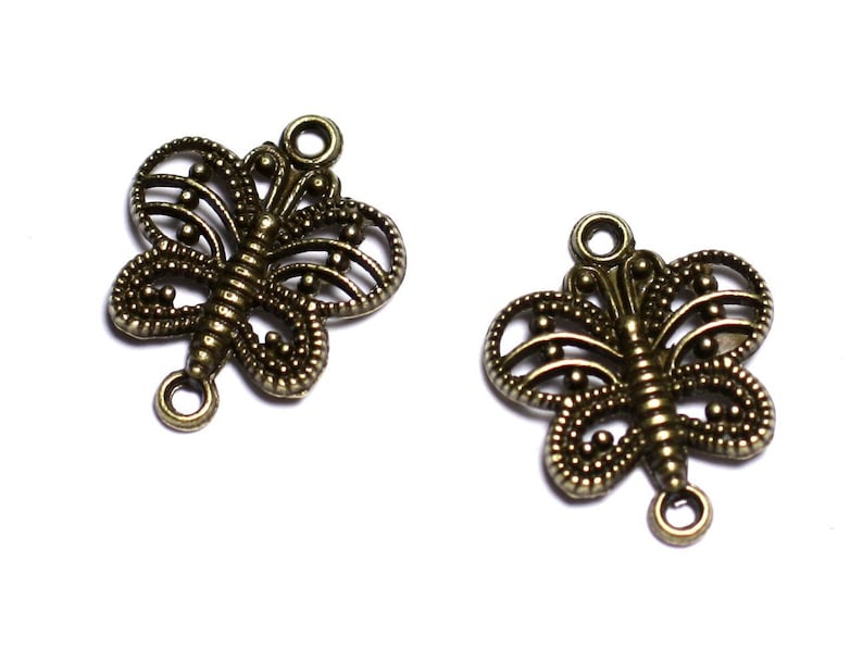 10pc 8741140003651 findings connectors Metal Bronze quality Butterfly filigree 17mm