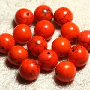 4 Stück - Synthetische Türkisperlen, 14 mm, Orange 4558550028709