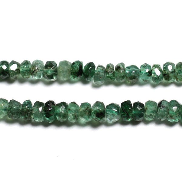 10pc - Stone Beads - Zambia Emerald Faceted Rondelle 2-3mm Khaki Green Black Transparent - 4558550090492