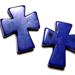1pc - Synthetic Turquoise Stone Bead Cross 35x30mm Royal Blue Night - 7427039737609