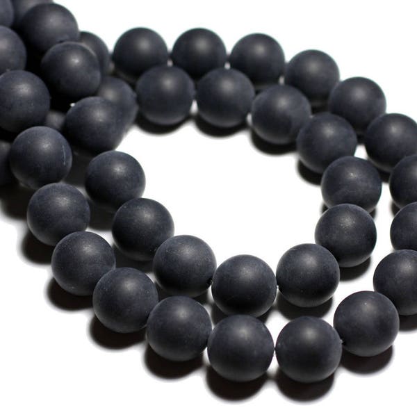 10pc - Perles de Pierre - Onyx Noir Mat sablé givré Boules 8mm - 4558550006486