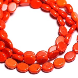 39cm strand, approximately 41 pieces - Oval 9x7mm Synthetic Turquoise Stone Beads, Orange