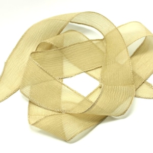 1pc - Hand-dyed Silk Ribbon Necklace 85 x 2.5cm Yellow Beige (ref SOIE112) 4558550003379