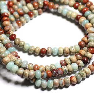 String 39cm approx 140pc - Aqua Terra Jasper Stone Beads Rondelles 4x2mm Blue Turquoise Beige