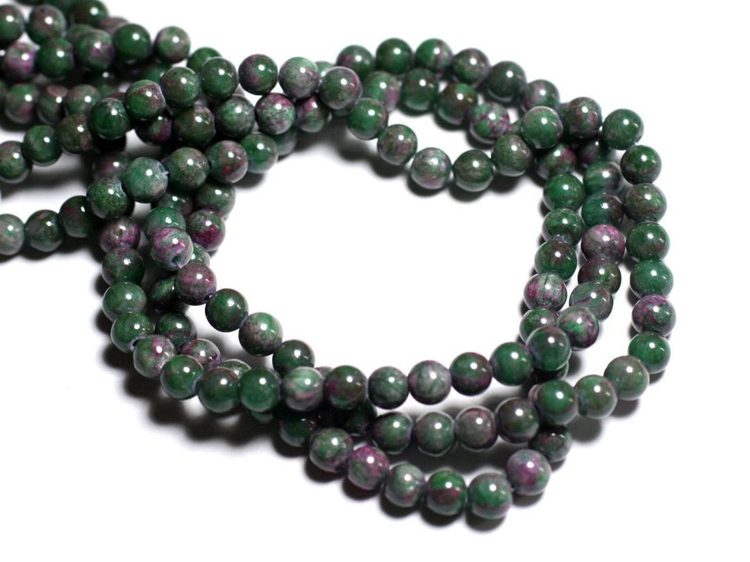 Fil De Perles Jade Boules 6mm Violet Prune Rose – Environ 65 Perles Sur 39 Cm, Fait Main