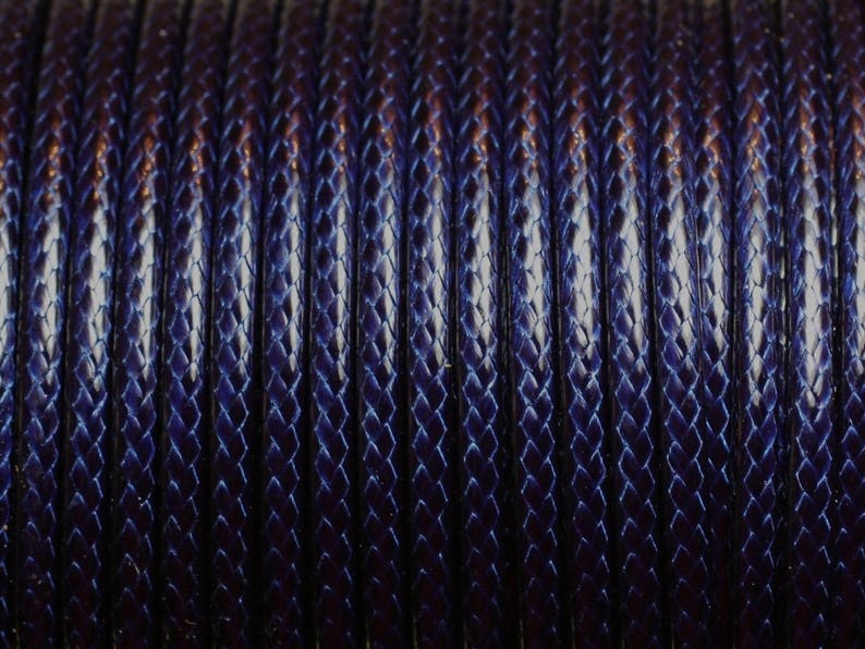 Bobine 38 metres env Fil Corde Cordon Coton Ciré 3mm Bleu Marine Nuit image 1