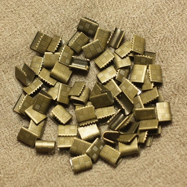 20pc - Apprets Embouts Terminateurs à rabattre griffes Métal Bronze sans nickel 7x5.5mm - 4558550026606