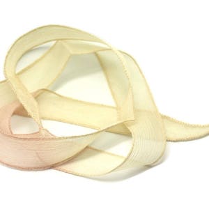1pc - Hand-dyed Silk Ribbon Necklace 85 x 2.5cm Pink Yellow (ref SOIE110) 4558550003416