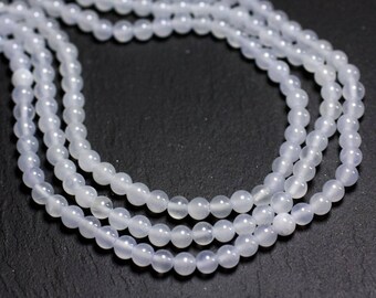 Thread 39cm approximately 92pc - Jade Stone Beads Balls 4mm White transparent light gray