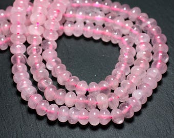 10pc - Stone Beads - Rose Quartz Rondelles 8x5mm light pink - 7427039737937