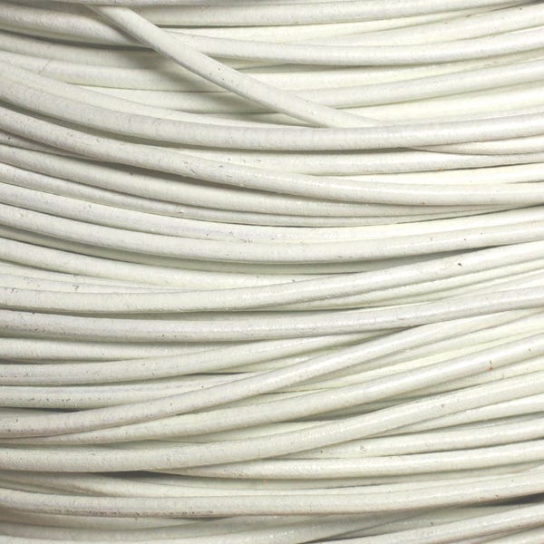 5 mètres - Fil Corde Cordon Cuir Rond 2mm Blanc - 4558550037381