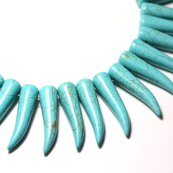 4pc - Reconstituted Synthesis Turquoise Beads Chilli Horn Tooth 40mm Turquoise Blue - 8741140009950
