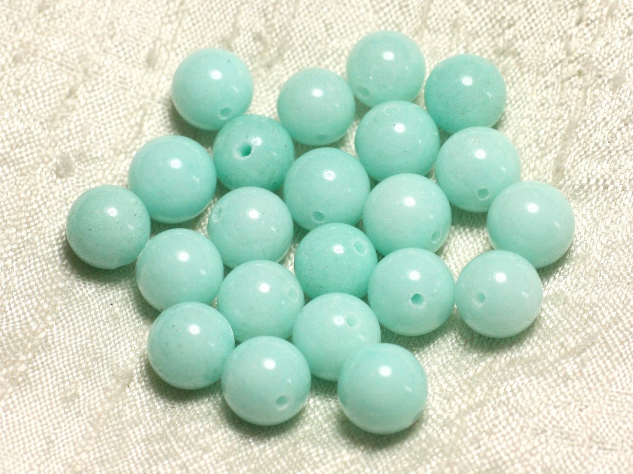10pc - Perles de Pierre - Jade Boules 8mm Vert clair Amande Pastel