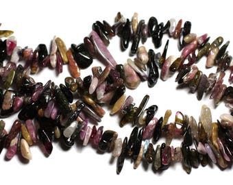 10pc - Multicolor Tourmaline stone beads - Seed beads chips sticks 10-18mm - 4558550036162