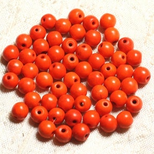 40 Stück - Synthetische Türkisperlen, 6 mm, orangefarbene Kugeln 4558550029690