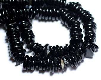 Thread 39cm 110pc approximately - Stone Beads Onyx Chips Palets Rondelles 10-15mm black brown white