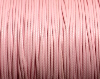 Bobine 90 mètres env - Fil Corde Cordon Coton Ciré 1mm Rose clair Pastel