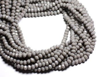 Fil 39cm 90pc env - Perles Verre opaque - Rondelles Facettées 6x4.5mm Gris clair - 4558550084873