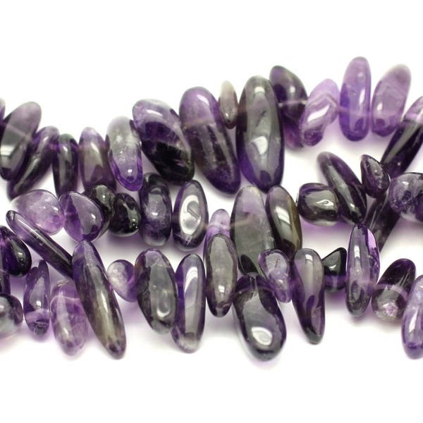 10pc - Cuentas de piedra - Amethyst Rocailles Chips Sticks 12-20mm púrpura blanco malva - 4558550016478