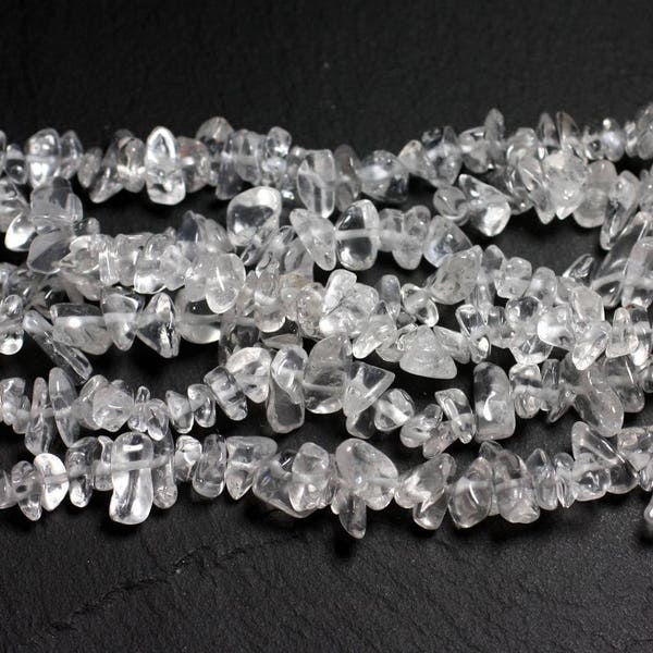 Fil 82cm 280pc env - Perles de Pierre - Cristal de Roche Quartz Rocailles Chips 5-10mm