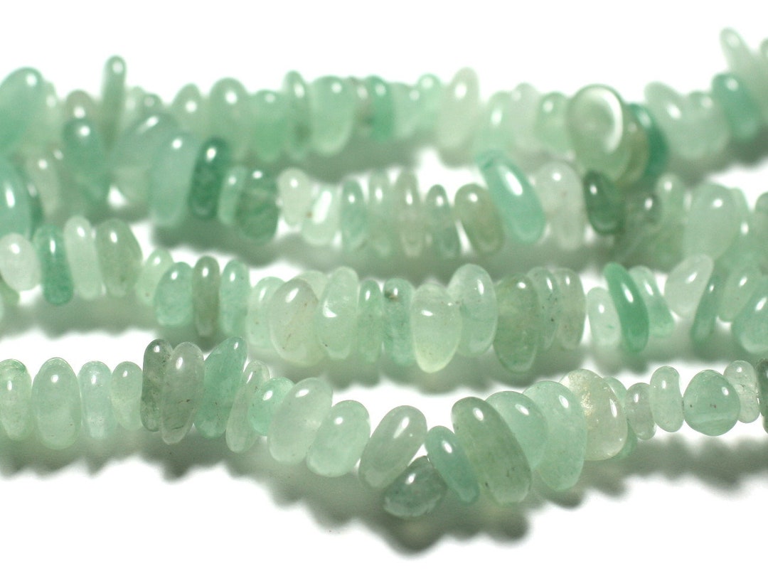 Lot De Perles En Pierre Aventurine Bleue - Rocaille Et Chips 4-10mm - Environ 240 Pièces Sur Fil De 89cm