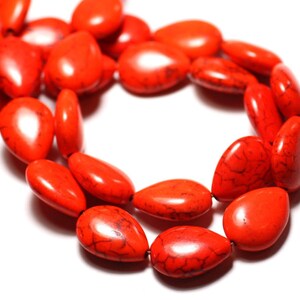 39 cm langer Strang, ca. 22 Stück – Synthetische türkisfarbene Tropfenperlen, 18 x 14 mm, Orange
