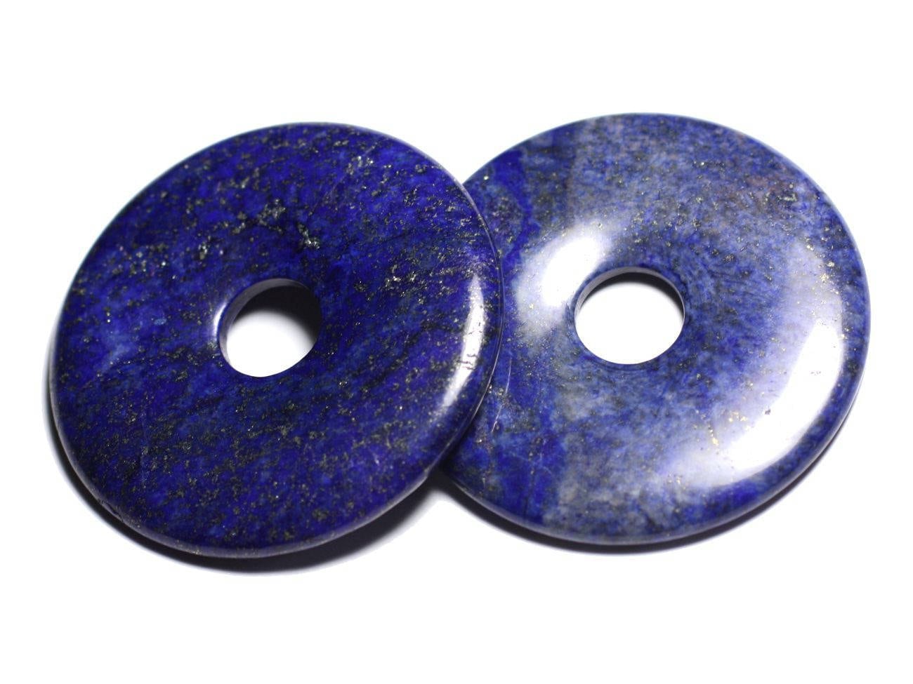 Pendentif Perle En Pierre - Rond Donut Lapis Lazuli 20mm - Bijou Artisanal Neuf