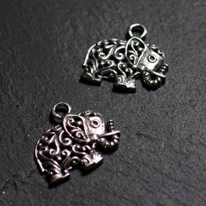 1個 - 925スターリングシルバー エレファントチャームペンダント 19mm - 4558550086624