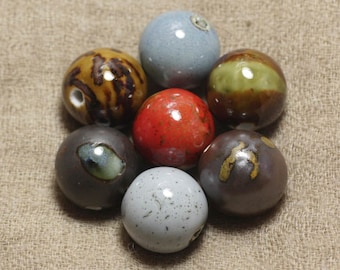 50pc - lot of your choice multicolored mix - Porcelain ceramic beads Balls 18mm