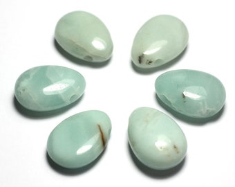 1pc - Amazonite Stone Pendant Bead Grade B imperfections Drop 25mm blue green turquoise - 7427039743556