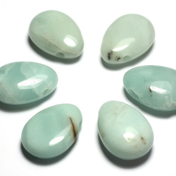 1pc - Perle Pendentif Pierre Amazonite Grade B imperfections Goutte 25mm bleu vert turquoise - 7427039743556