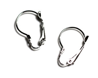 10pc - Rhodium-Plated Silver Metal Sleeper Earring Findings 16mm - 7427039733717