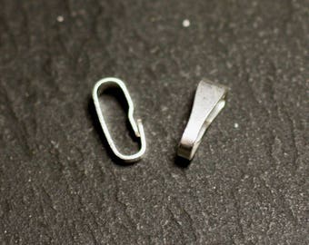 2pz - Clip in argento sterling 925 punzonato 8x3.5x2.5mm - 8741140015135