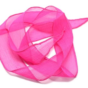 1pc - Hand-dyed Silk Ribbon Necklace 85 x 2.5cm Neon Pink (ref SOIE150) 4558550002877