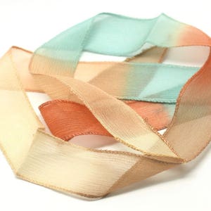 1pc - Hand-dyed Silk Ribbon Necklace 85 x 2.5cm Blue Pink Orange (ref SOIE120) 4558550003355