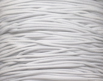 Strang ca. 90 Meter – elastischer Kordelfaden aus Nylongewebe, 3 mm, weiß