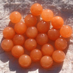 8 Stück - Jadeperlen, 12 mm, Hellorange, Mandarin, Kapuzinerkresse - 4558550014382