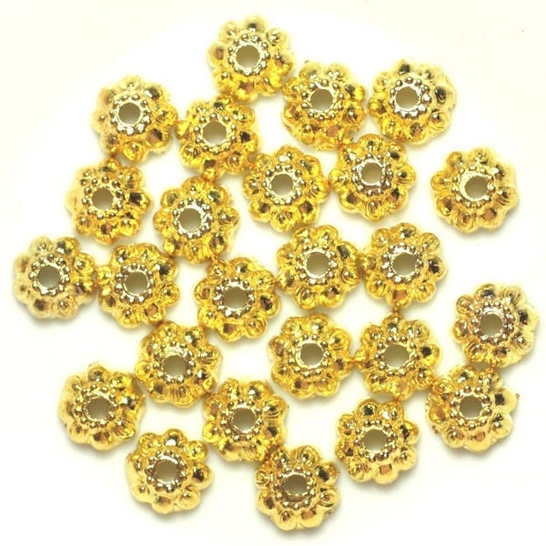 20pc - Apprets Coupelles Métal or doré Fleur 9mm - 4558550037909