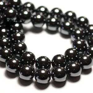 30pc - Hematite Stone Beads Balls 4mm Black Gray Metal - 7427039737906
