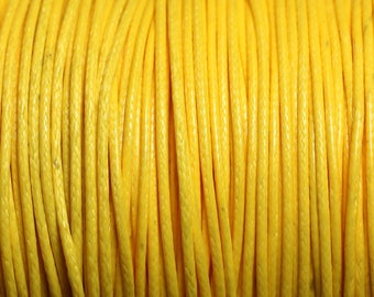 5 Mètres - Fil Corde Cordon Coton Ciré 1mm Jaune Citron - 4558550016010